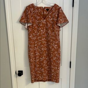 Ann Taylor Terracotta Floral Midi Dress